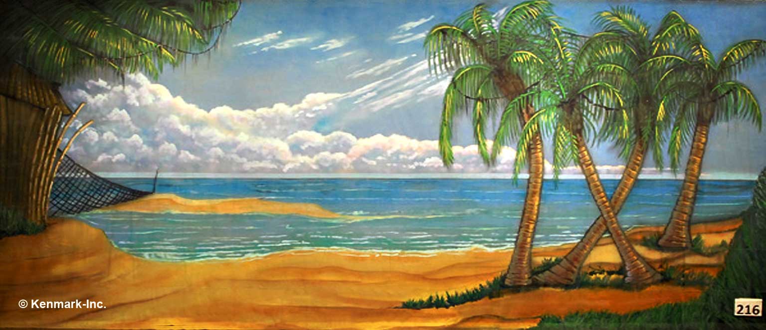 Beach Scene with Palm Trees