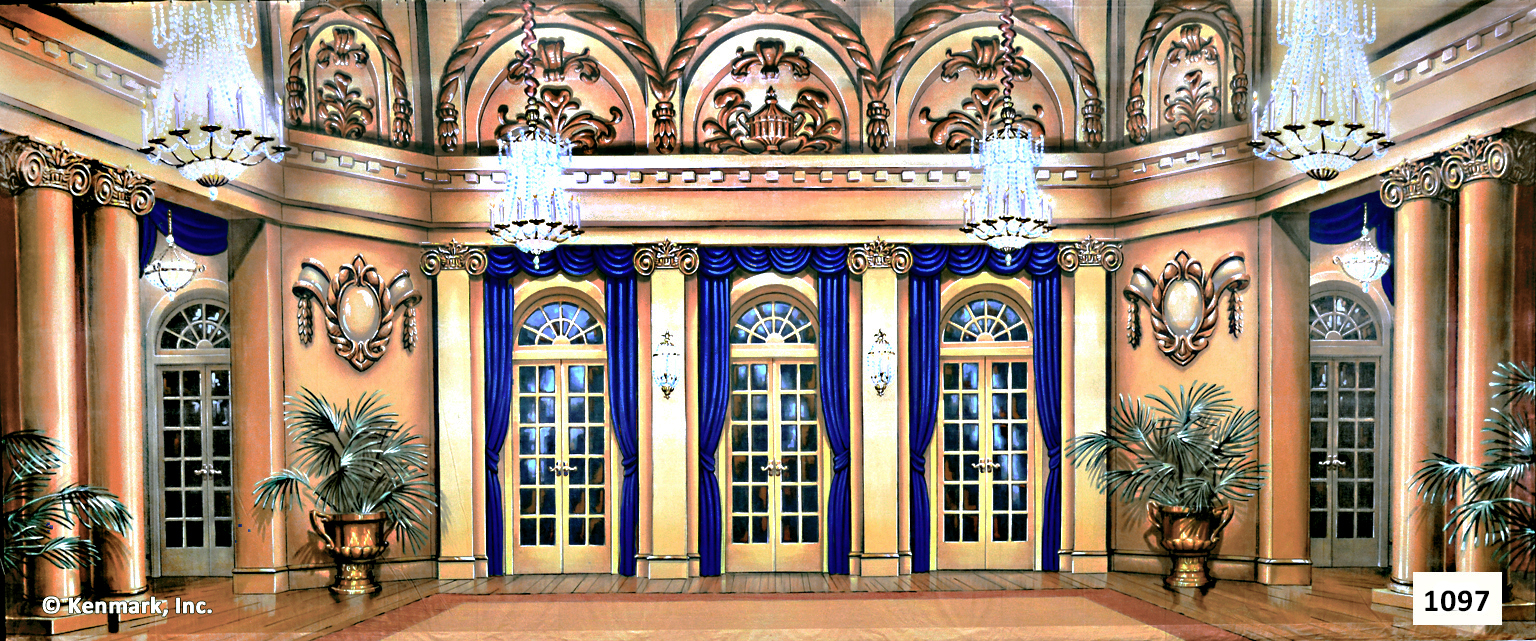 D1097 Elegant Ballroom with Blue Drapes 17x45